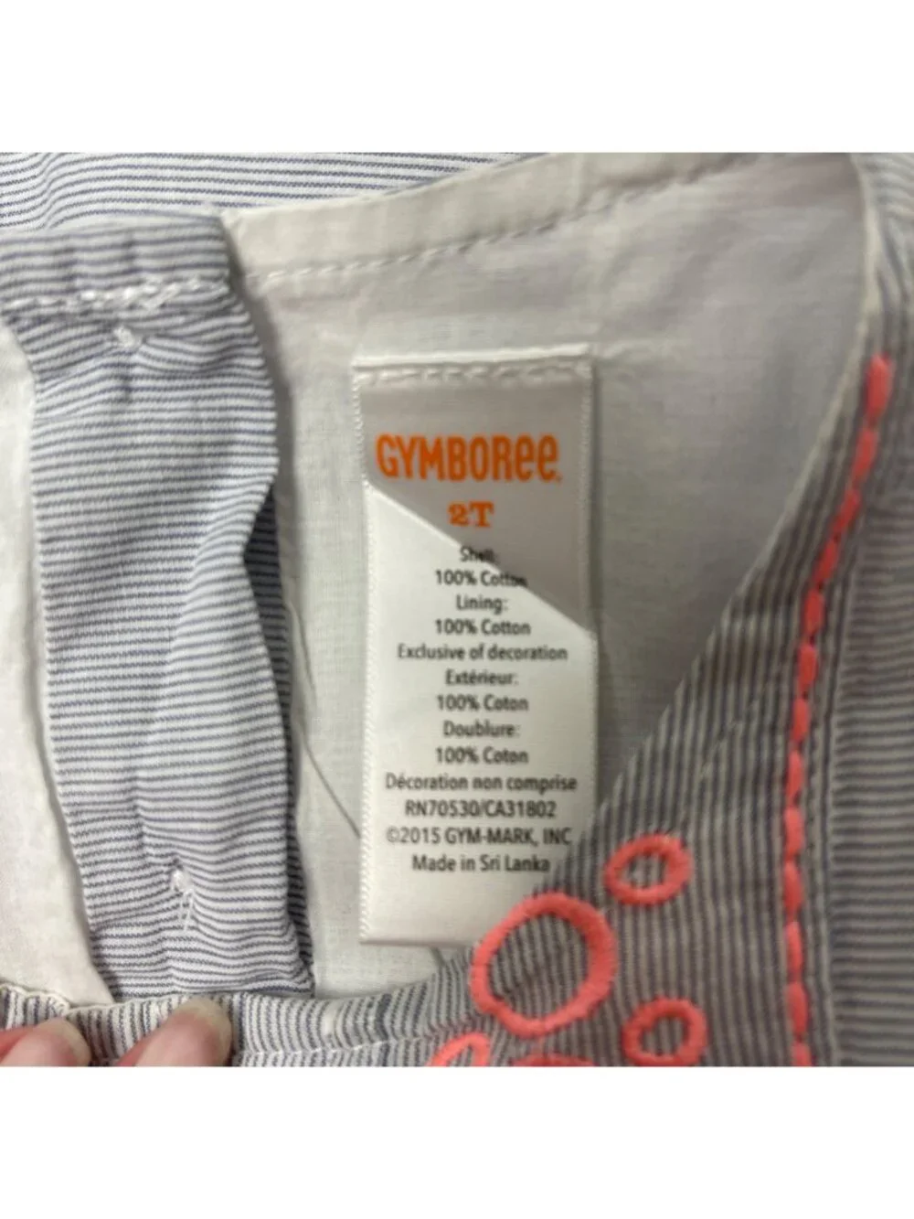 Gymboree Toddler Girls Dress Blue & Pink 2T 100% Cotton Embroidered Sleeveless